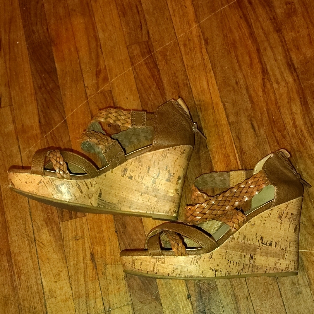 Maurices Brown Wedge Sandals with Strappy Design